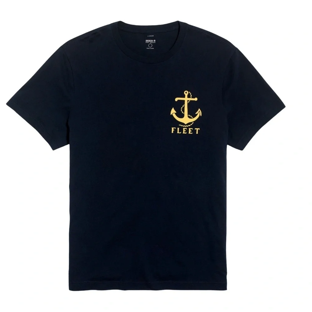 J.Crew Men’s Fleet Anchor Graphic Tee Navy Blue NWOT